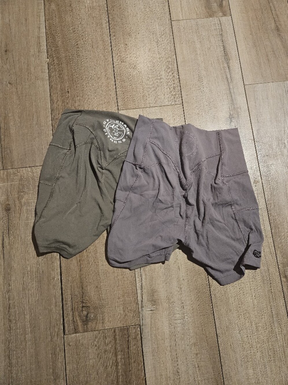 Gymshark Legacy Women Shorts. Olive Green and Gray Athletic Shorts